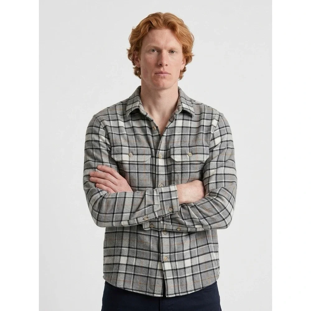 (11/b47)Banana Republic Men's L Plaid Flannel Button-Up Shirt Jacket Size Medium